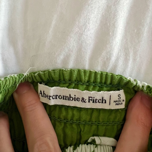 Abercrombie & Fitch Green White Floral Ruffle Strap Smocked Midi Dress S - Picture 7 of 7